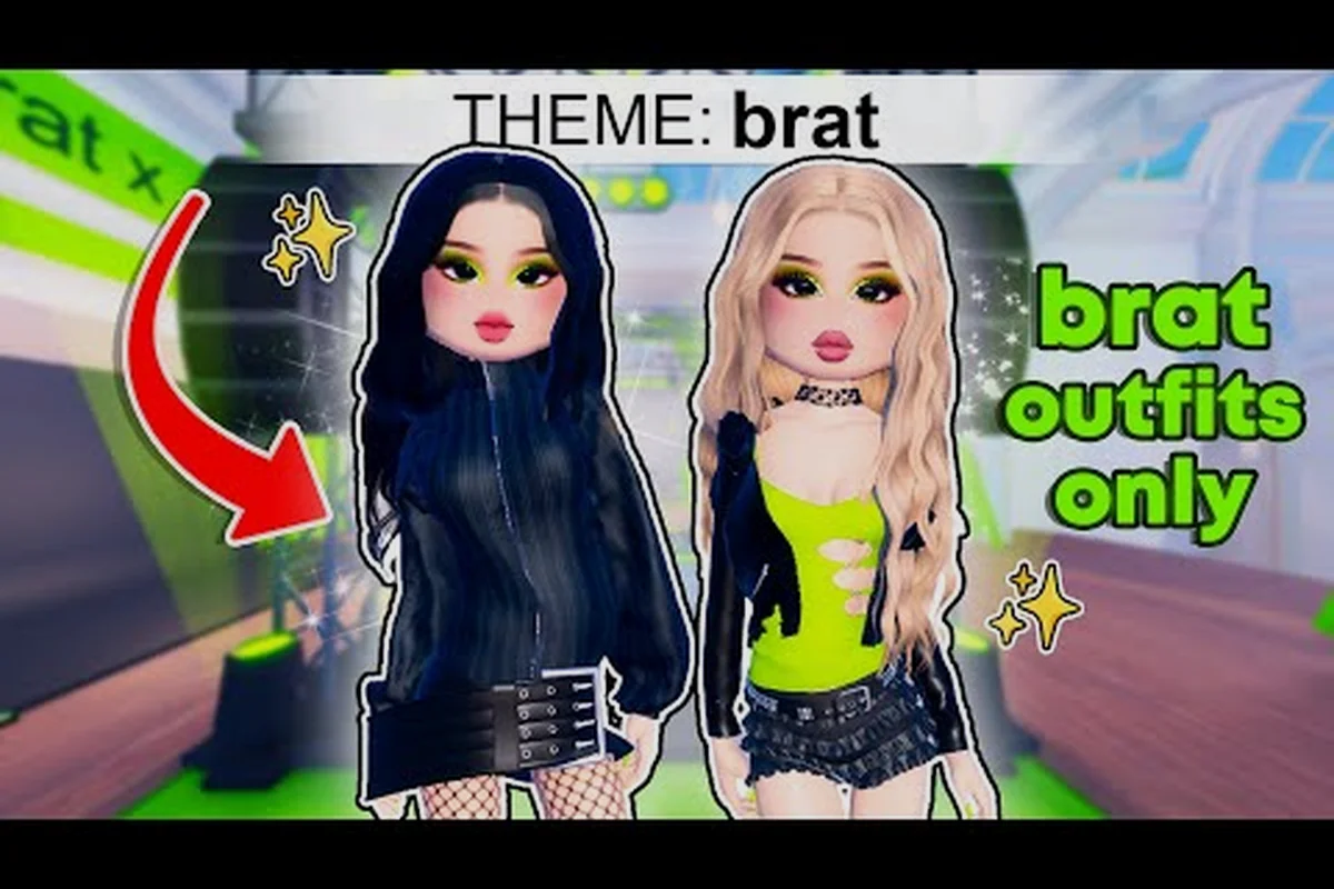 Tema Brat de Dress To Impress: Atuendos verde lima y estilo Y2K